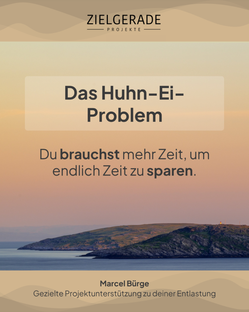 Das Huhn-Ei-Problem: Warum Organisationen zuerst Zeit investieren müssen, um mit effizienteren Prozessen langfristig Zeit zu sparen.