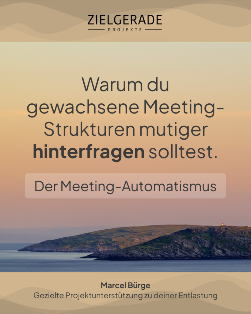 Titelgrafik zum Blogbeitrag über ineffiziente Meetings, asynchrone Kommunikation und die Optimierung der Meetingkultur in Schweizer KMU und sozialen Organisationen.